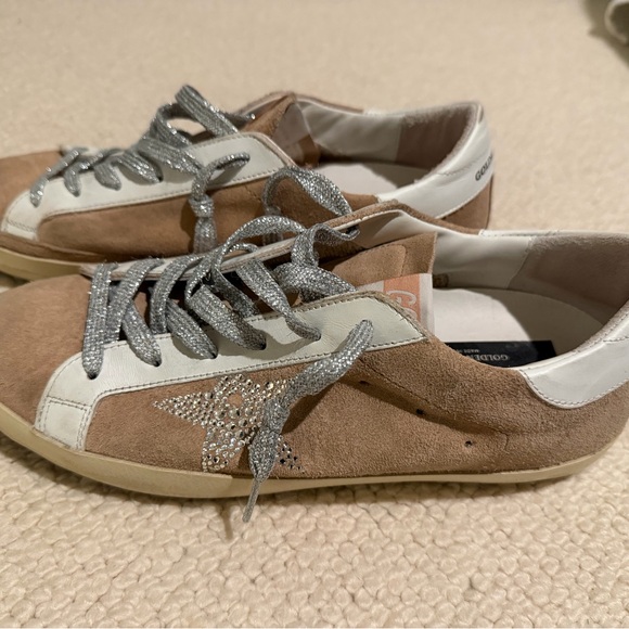 Golden Goose White and Tan Sneakers with Silver Details - Picture 2 of 4